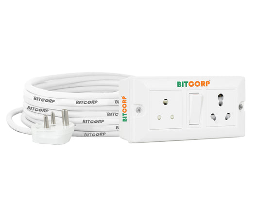 BITCORP Extension Board Heavy Duty 16A 2 Multi Socket 1 Switch