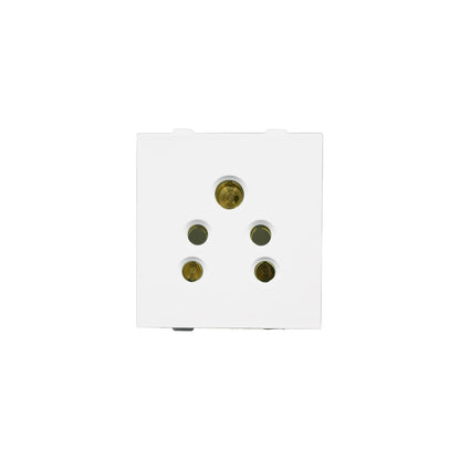 BITCORP Modular 6 Amp 5 Pin Electrial Socket 2-in-1 Pin Socket - White Colour Universal Fitting