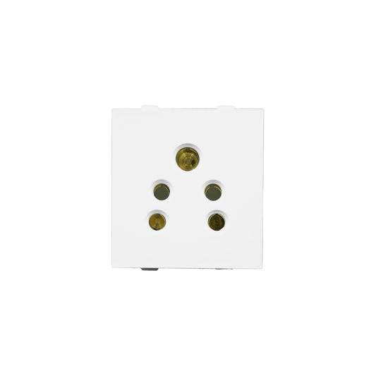 BITCORP Modular 6 Amp 5 Pin Electrial Socket 2-in-1 Pin Socket - White Colour Universal Fitting