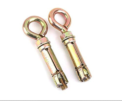 BITCORP Expansion Screws Closed Hook Anchor Bolts for Wall Concrete Brick, Gold, Set of 2