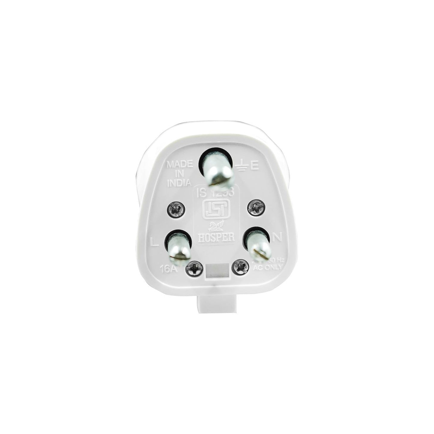 BITCORP 16A 3 Pin Top Plug Flat Plastic White Long Life Elegant Design Plug