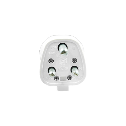 BITCORP 16A 3 Pin Top Plug Flat Plastic White Long Life Elegant Design Plug