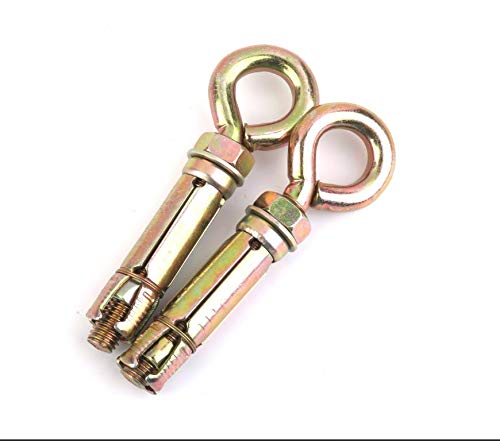 BITCORP Expansion Screws Closed Hook Anchor Bolts for Wall Concrete Brick, Gold, Set of 2