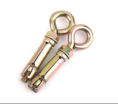 BITCORP Expansion Screws Closed Hook Anchor Bolts for Wall Concrete Brick, Gold, Set of 2