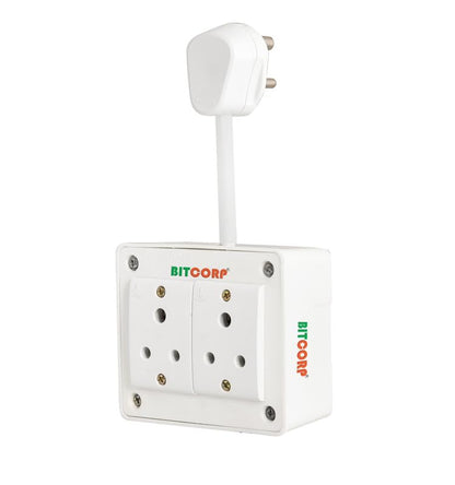 BITCORP Extension Board - 2500W 6A Extension Cord with 2 Universal Socket, Surge Protection for Home Office