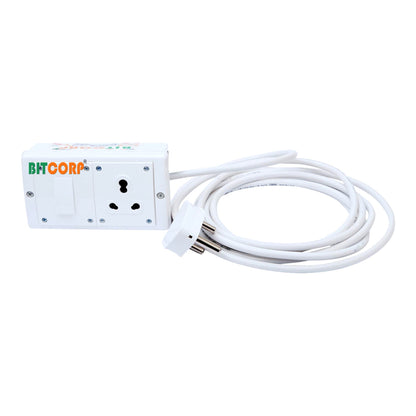 Bitcorp Heavy Duty Extension Board 1 Socket 1 Switch , 16AMP 2500W Power Strip with Surge Protector, Cord for Home, Office, Cooler, TV, Fridge, PC, Ev Charging (White) 220V