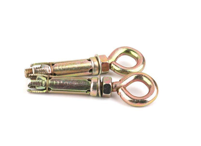 BITCORP Expansion Screws Closed Hook Anchor Bolts for Wall Concrete Brick, Gold, Set of 2