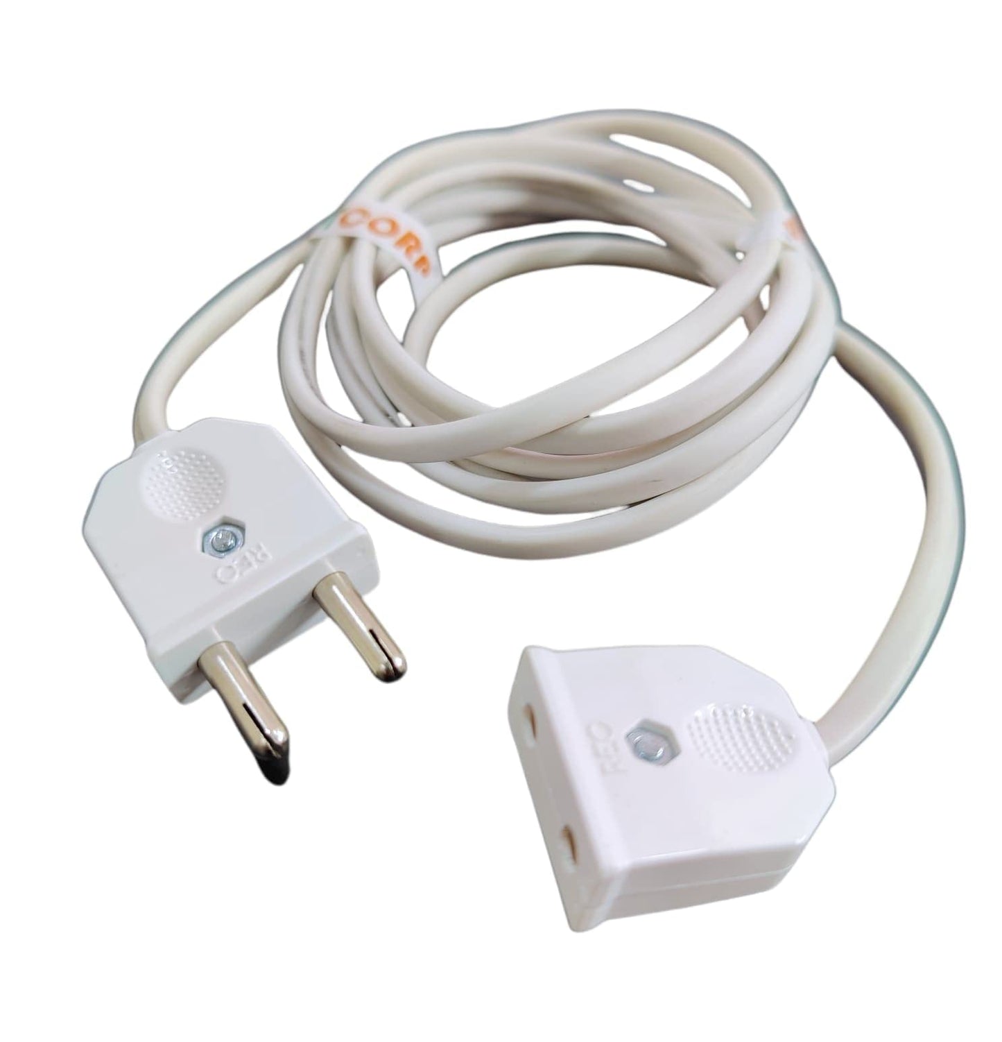 BITCORP 2-Pin Flexible Male-Female Socket with wire, Round Wire, Extension Cord for Multipurpose Use,Festive Decorations,Diwali,Christmas,etc (white) (2 Meter)