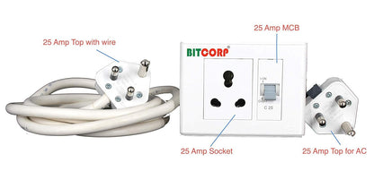Bitcorp Electric Power Strip For 1.5 Ton Air Conditioner, 16A 3500W, AC Box Extension Board, Surge Protected, Cord for Home, Office Appliances, Cooler, Fridge, Air Conditioner, PC (White) 220 Volts