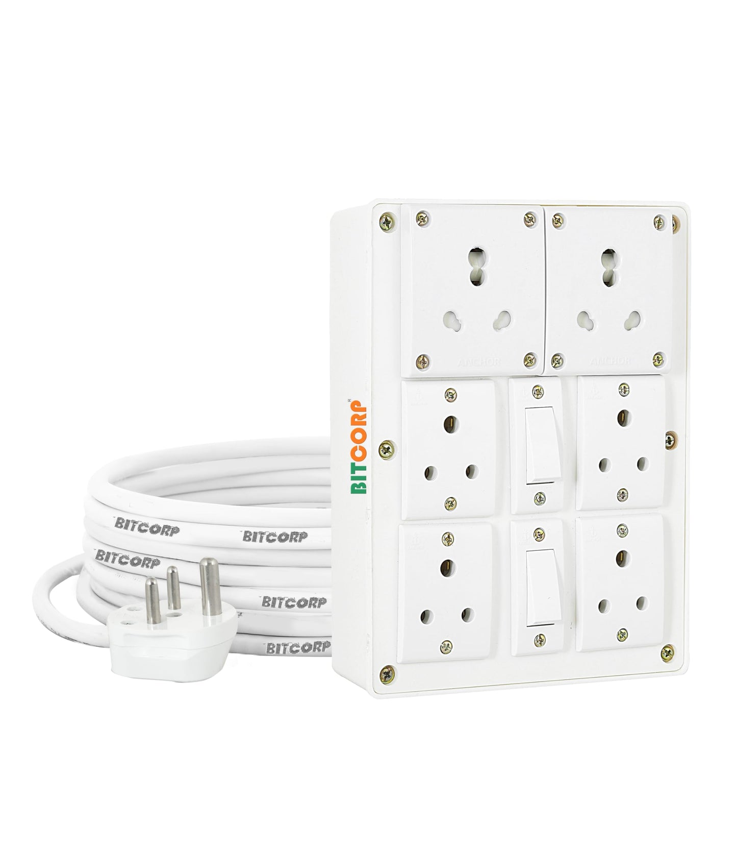 BITCORP Heavy Duty Extension Board 6 Socket 2 Switch