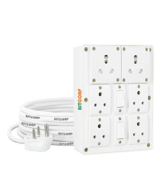 BITCORP Heavy Duty Extension Board 6 Socket 2 Switch