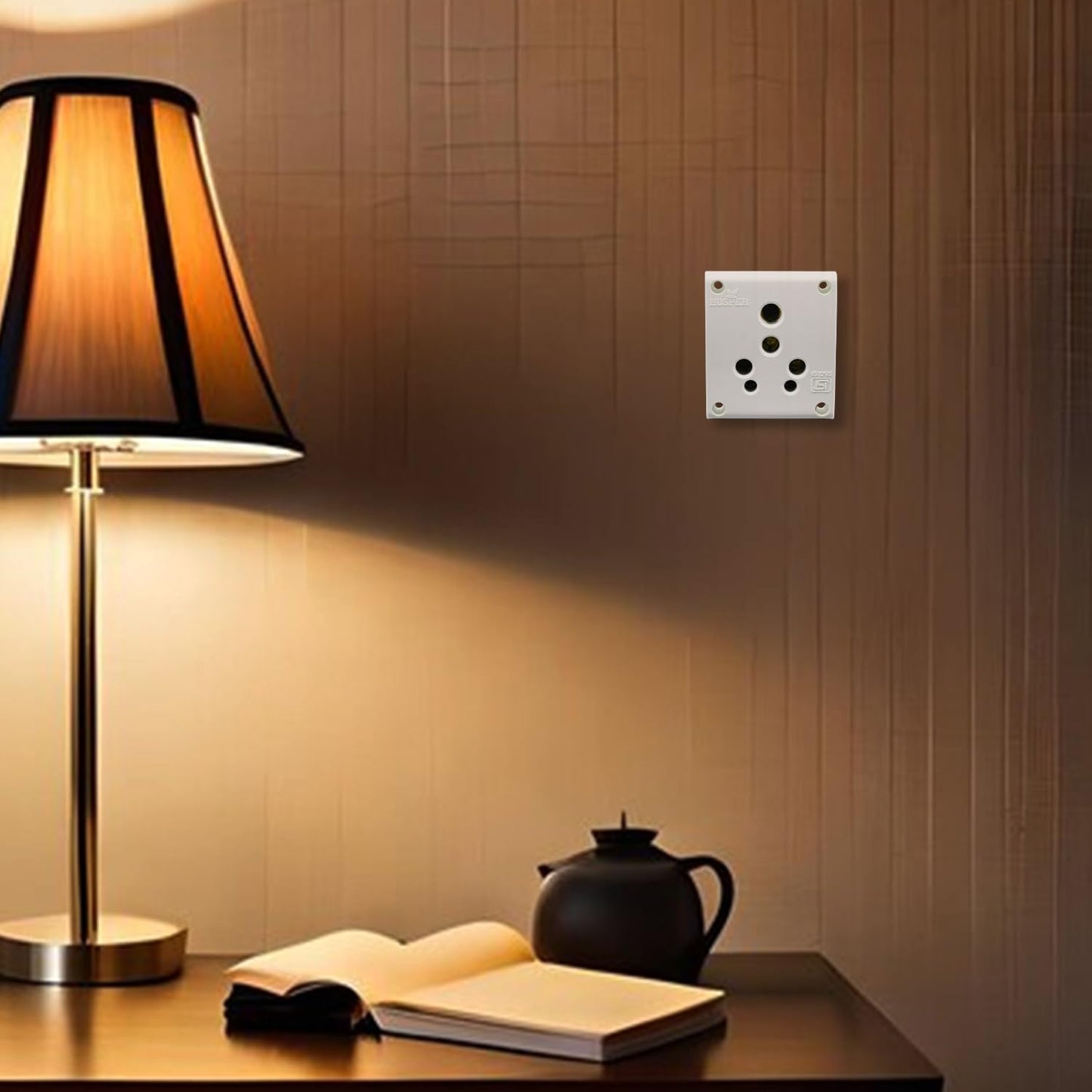 BITCORP 16A 6 pin Socket Without Shutter Big Multiplug Indian Electrical Adaptor Non Modular