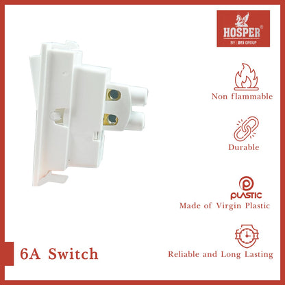 BITCORP 6 A Modular Switch One Way Electrical Modular Switch in White Colour