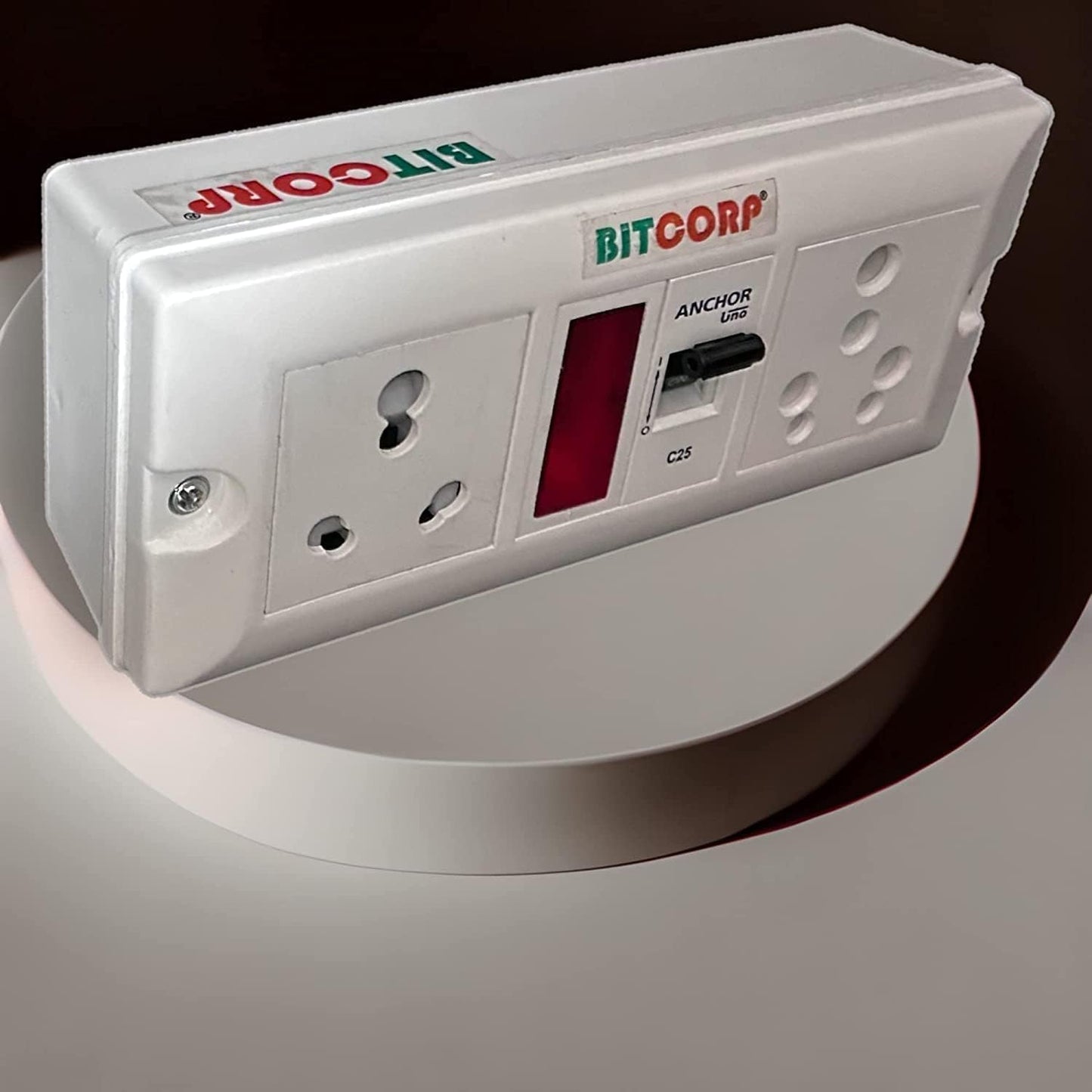 BITCORP 16A Heavy Duty Extension Board 2 Multi Socket 1 MCB (3500W) MCB Surge Protector Long Wire Cord for AC, frige, Washing Machine, Microwave and Large Appliances (3500W 16A Big Plug, 2 Meter)