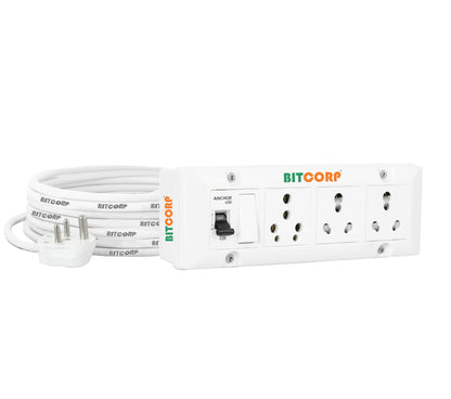 BITCORP Heavy Duty Extension Board 3 Multi Socket 1 Switch With MCB