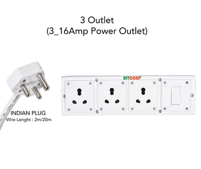 BITCORP Heavy Duty Extension Board 3 Socket 1 Switch