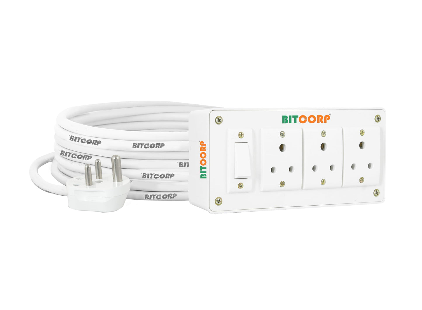 BITCORP Extension Board Heavy Duty 6A 3 Socket 1 Switch