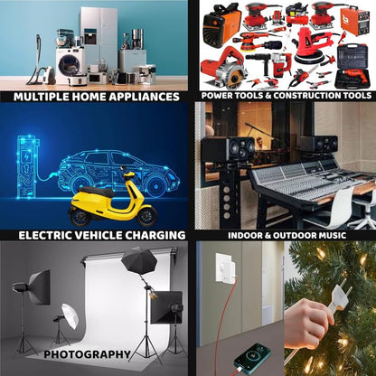 BITCORP Extension Board - 2500W 6A Extension Cord with 2 Universal Socket, Surge Protection for Home Office