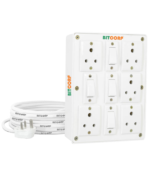 BITCORP Extension Board Heavy Duty 6A 5 Socket 4 Switch