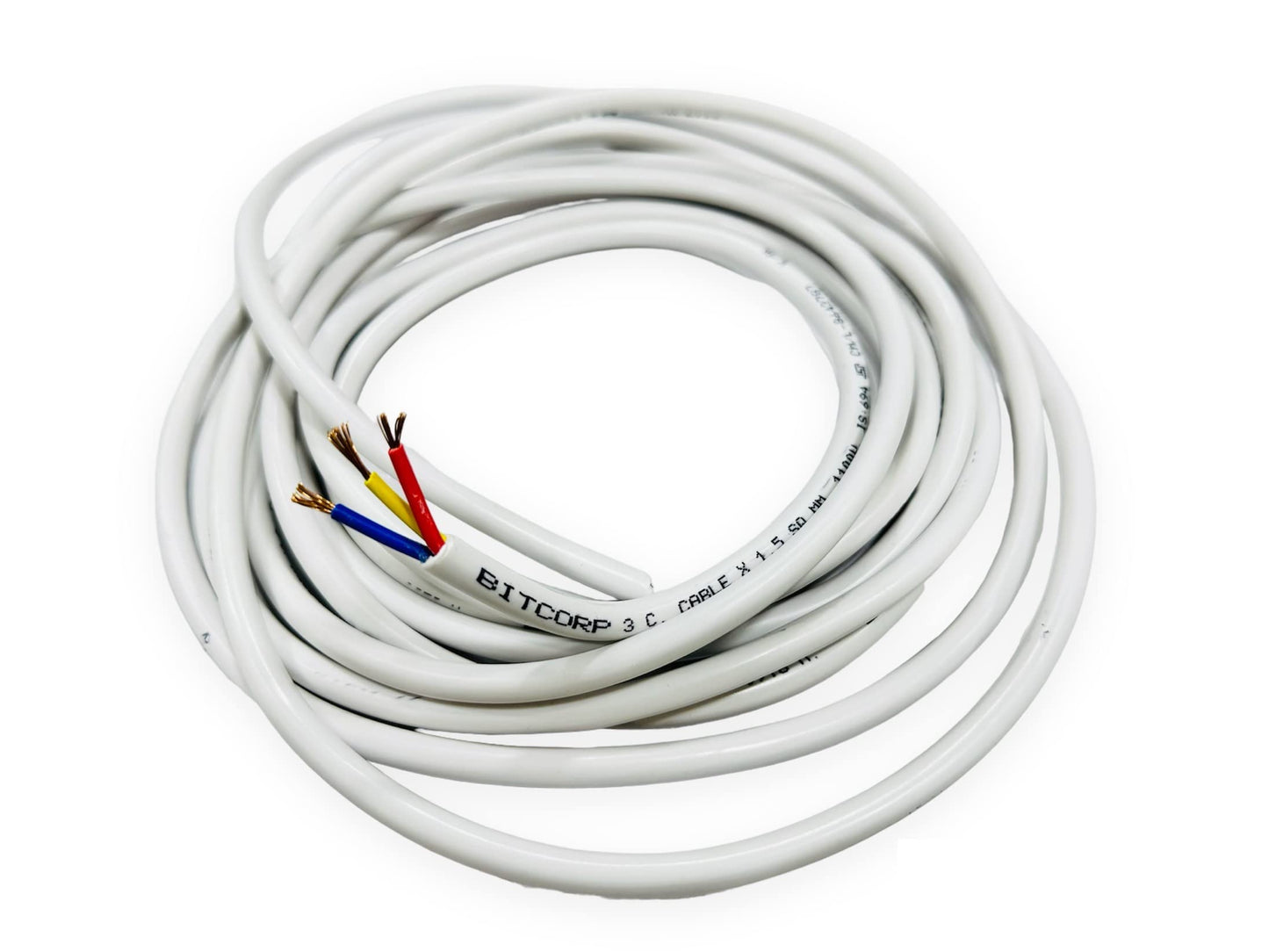 BITCORP 1.5 mm 3 core copper wire cable cord (white)