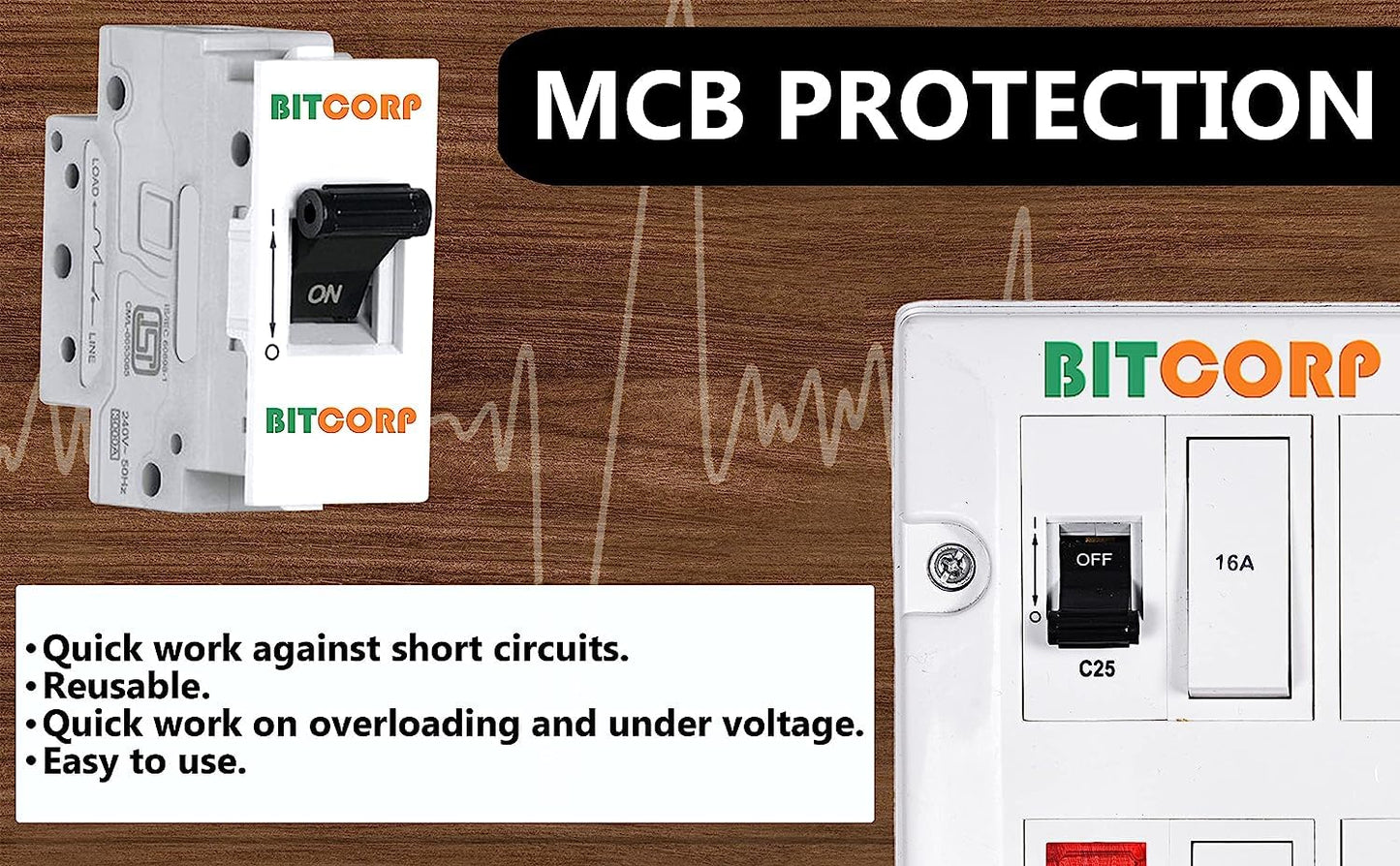 Bitcorp Extension Board 16A 20A 25A Muti Pin 3 Socket 3 (4000) Load Capacity with Surge Protector Meter Long Cable Cord for Heavy Duty Home Kitchen Office Outdoor Indoor Appliances (White)
