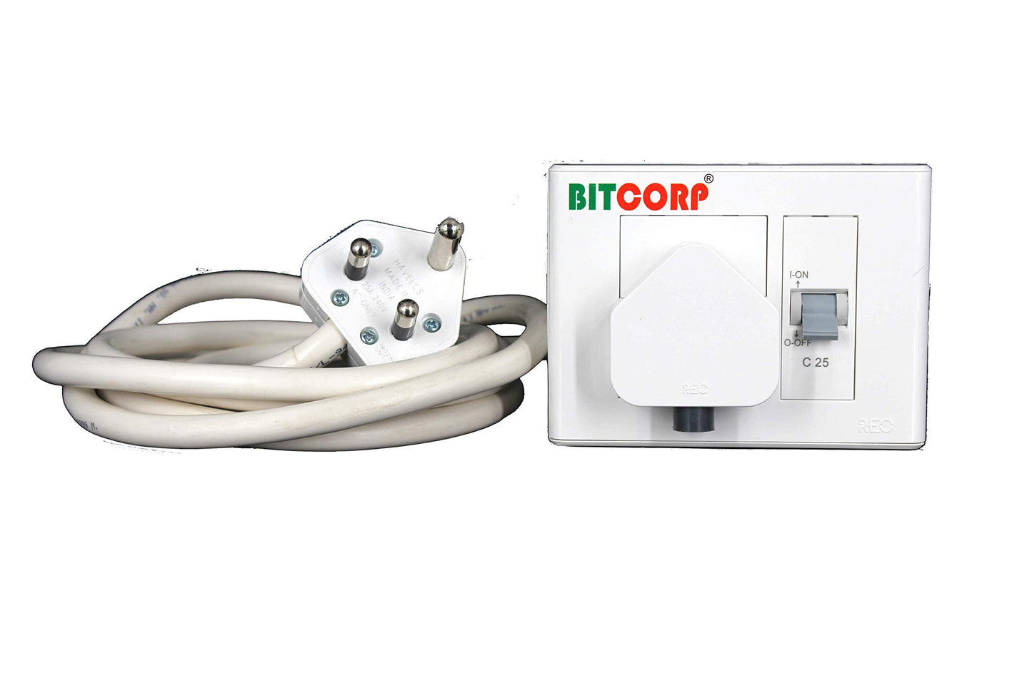 Bitcorp Electric Power Strip For 1.5 Ton Air Conditioner, 16A 3500W, AC Box Extension Board, Surge Protected, Cord for Home, Office Appliances, Cooler, Fridge, Air Conditioner, PC (White) 220 Volts