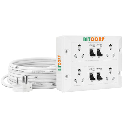 BITCORP Heavy Duty Extension Board 4 Socket 4 MCB