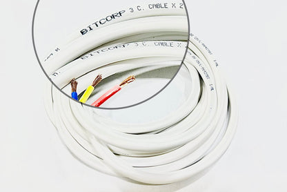 BITCORP 4 mm 3 core copper wire cable cord (white)