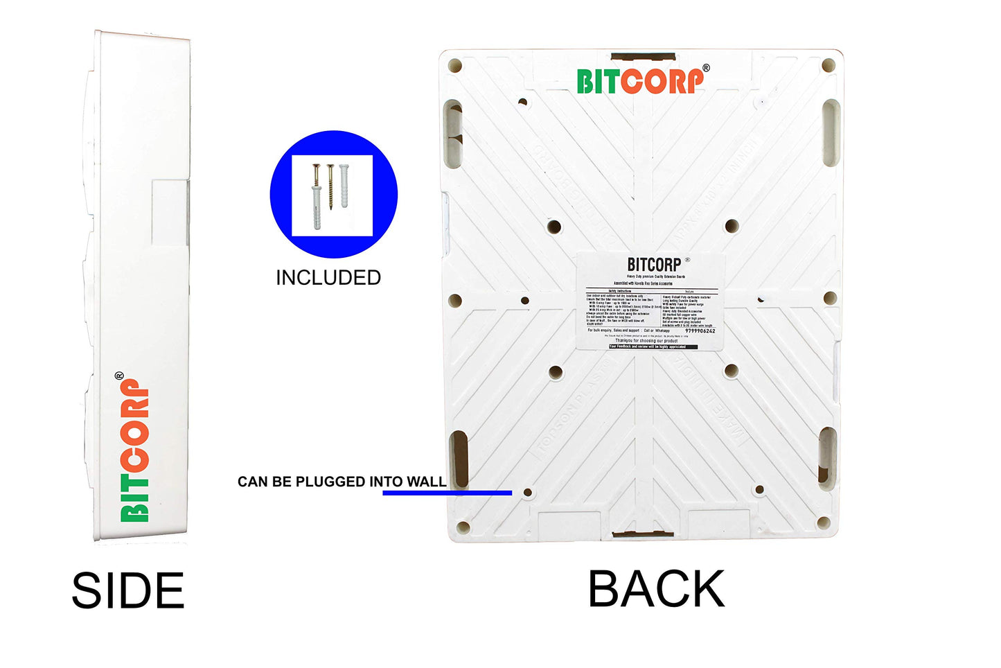 BITCORP Heavy Duty Extension Board 5 Socket 3 Switch