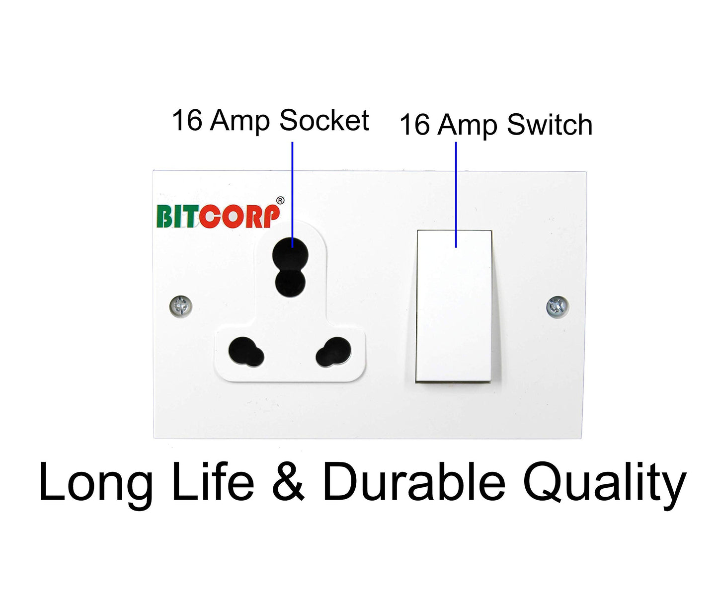 Bitcorp Power Strip With Cotton Wire 1 Socket 1 Switch, 6A 1500W Extension Board with Surge Protection Cord for Home, Office, Fridge, Cooler, Computer, Air Conditioner Cotton Wire (White) 220 Volts