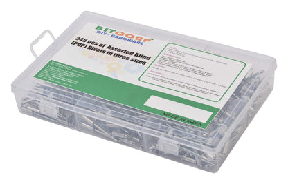 BITCORP DIY HARDWARE 345ABRS Metal Assorted Blind (Pop) Rivets In Three Sizes (Pack of 345)