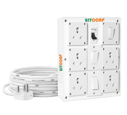 BITCORP Heavy Duty Extension Board 5 Socket 3 Switch