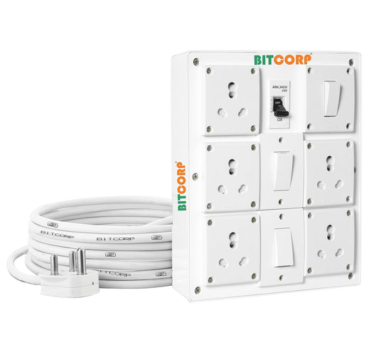 BITCORP Heavy Duty Extension Board 5 Socket 3 Switch