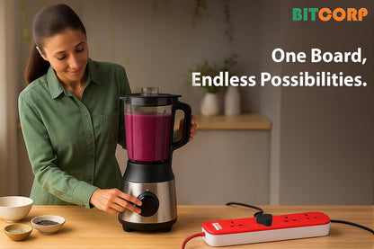 Bitcorp Extension Board 10Amp 250 Volts with Mtr Extension Cord & Surge Protector | Master Switch, Safety Shutter, 4 International Sockets | Multi Plug Travel Adapter for Home Appliances