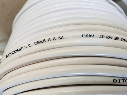 BITCORP .75 mm 3 core copper wire cable cord (white)