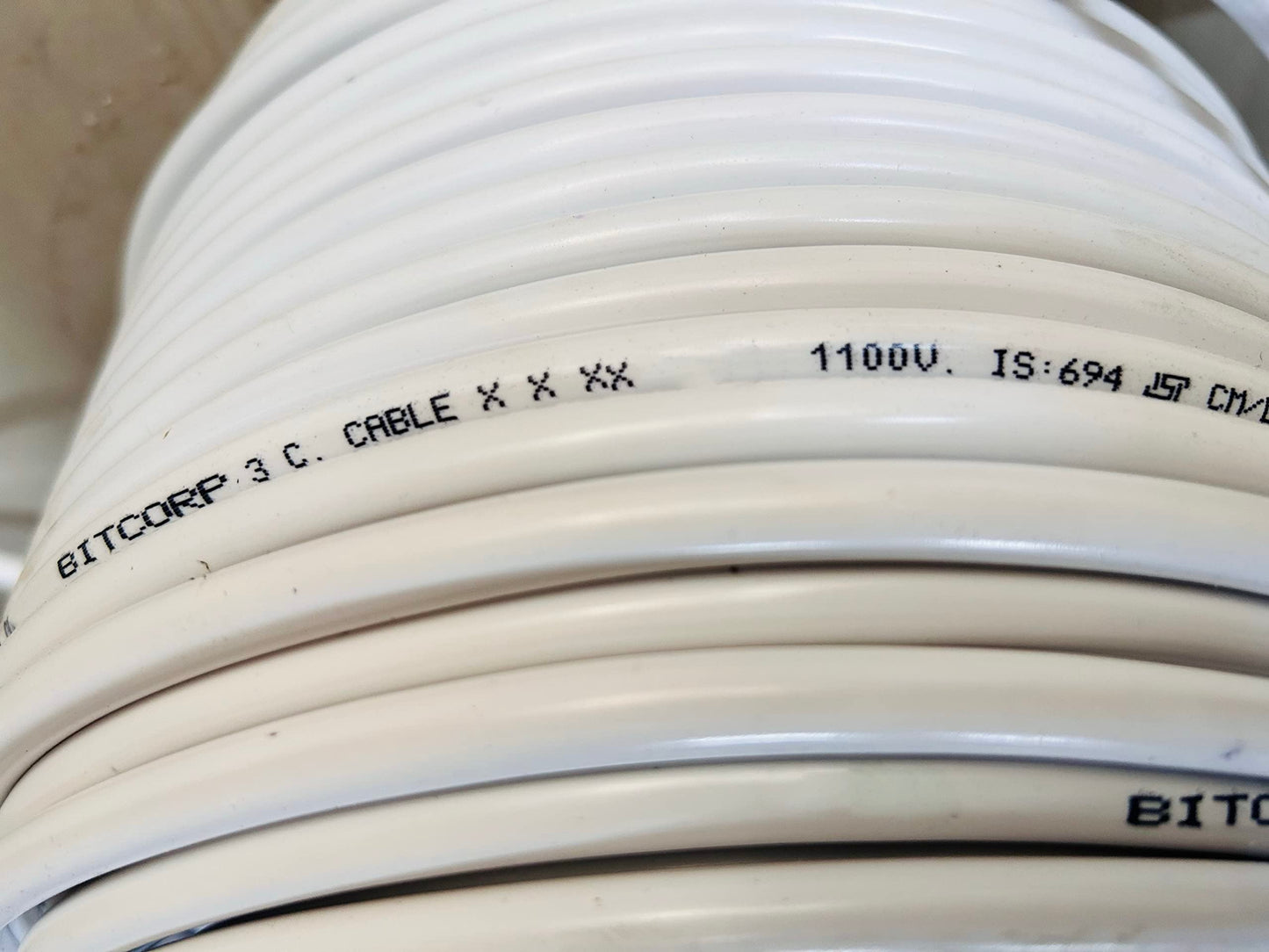 BITCORP 4 mm 3 core copper wire cable cord (white)