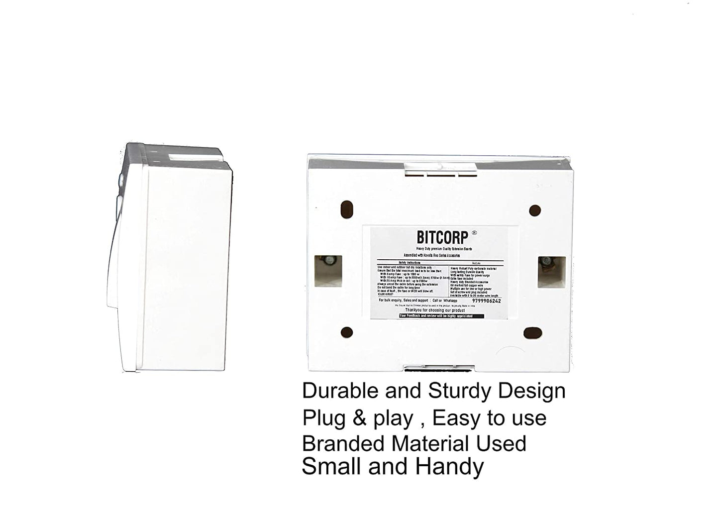 BITCORP Heavy Duty Extension Board 1 Socket 1 Switch with Cotton Wire