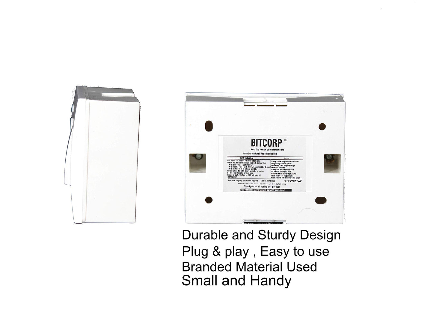 Bitcorp Power Strip With Cotton Wire 1 Socket 1 Switch, 6A 1500W Extension Board with Surge Protection Cord for Home, Office, Fridge, Cooler, Computer, Air Conditioner Cotton Wire (White) 220 Volts