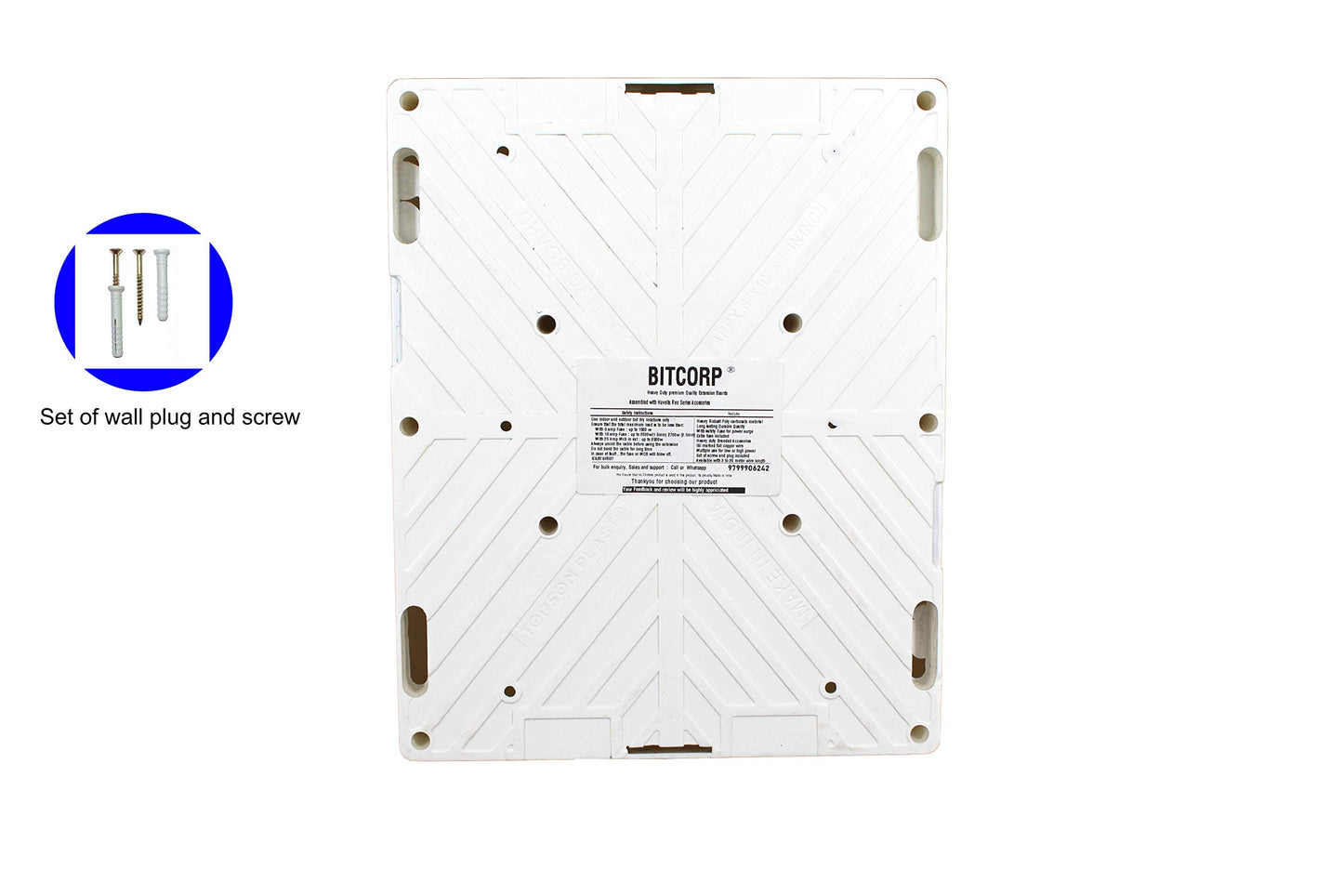 Bitcorp 6A 16A Extension Board 6 Socket 2 Switch, 2000W Power Strip with Surge Protector, 2 Meter Electric Cord for Home, Office, PC, Cooler, Fridge, Gadgets, AC (White) 220V