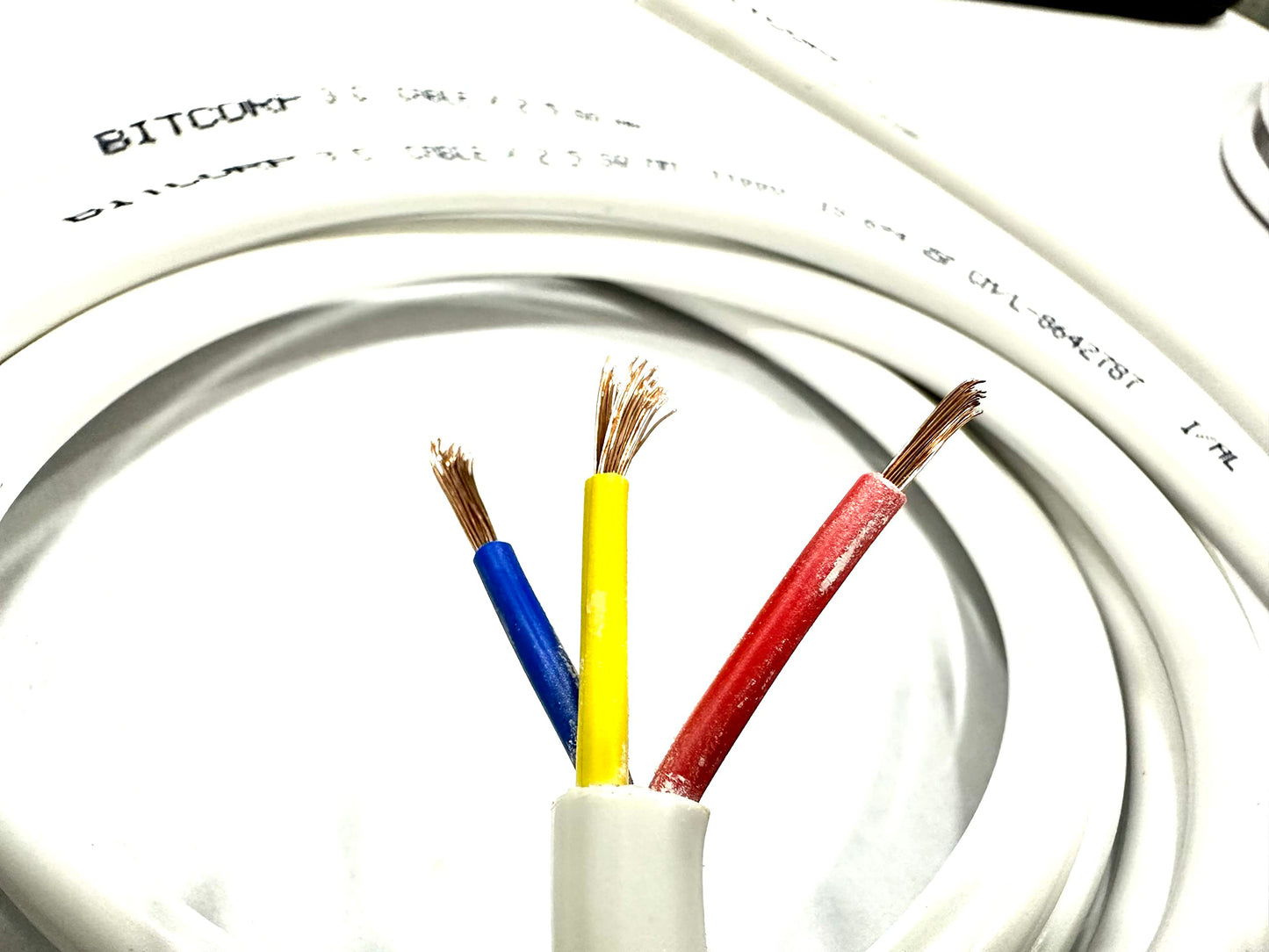 BITCORP 4 mm 3 core copper wire cable cord (white)