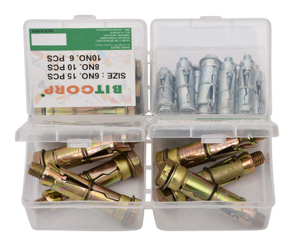 BITCORP Wall Anchor Fasteners Size 6 mm to 12 mm Pack of 12 PCS (Gold)