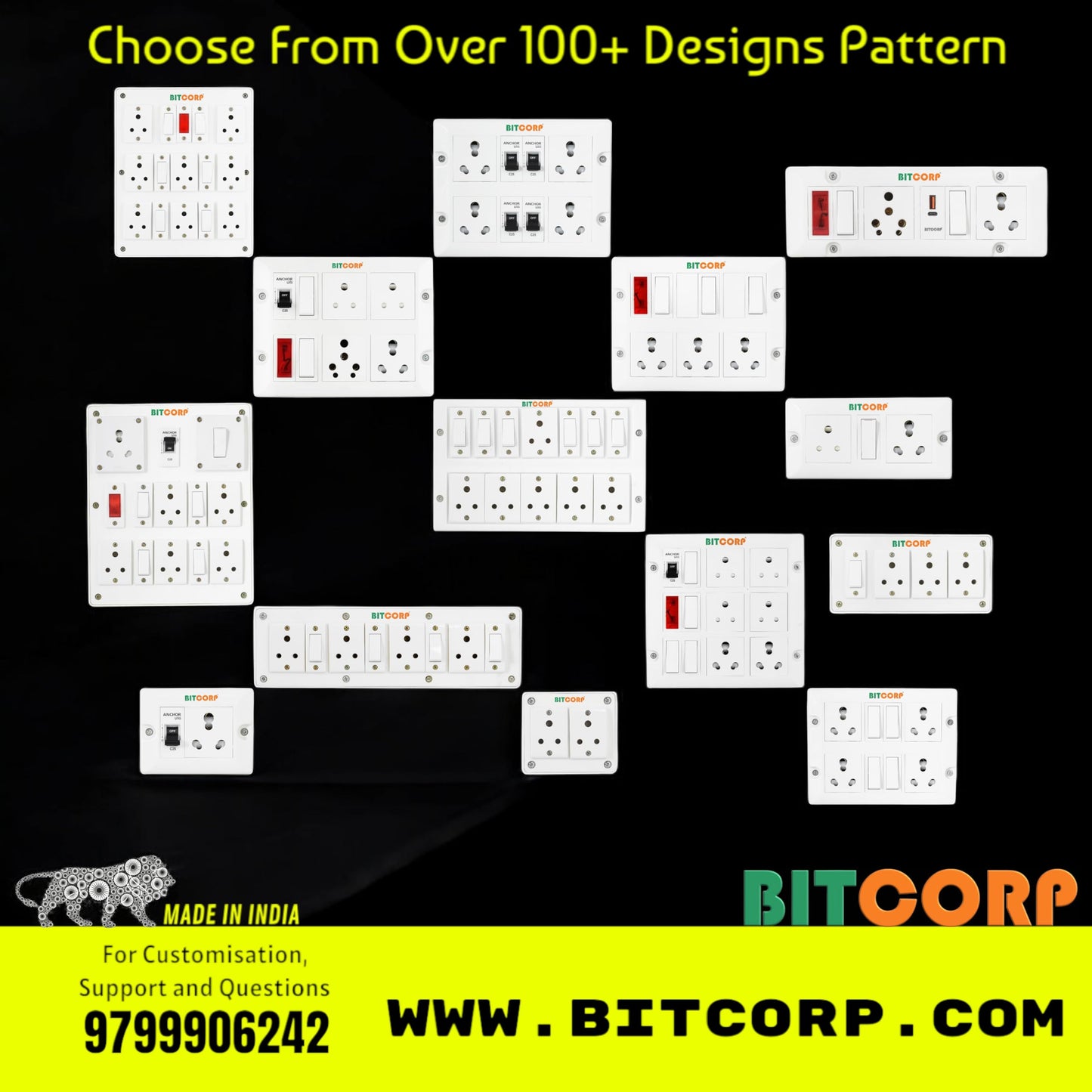 BITCORP Extension Board Heavy Duty 6A 6 Socket 2 Switch