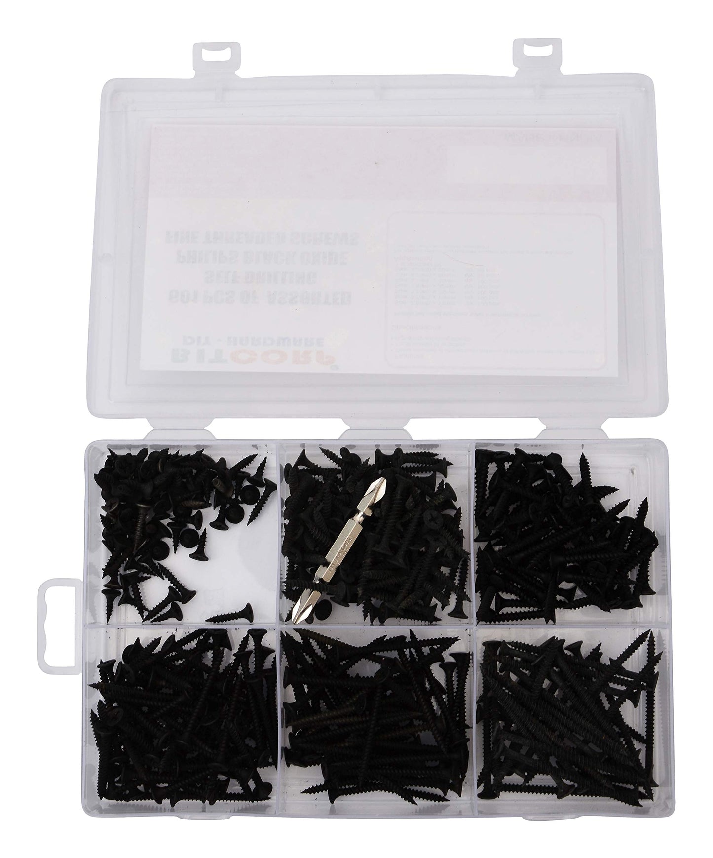 BITCORP DIY Hardware 601ASDS Metal Assorted Self Drilling Philips Black Oxide Fine Threaded Screws (Pack of 601)