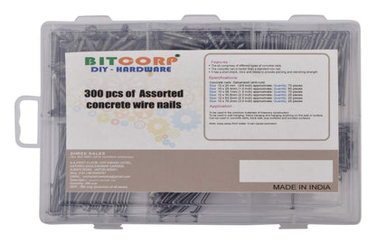 BITCORP DIY Hardware 300ACWN Metal Assorted Concrete Wire Nails (Pack of 300)