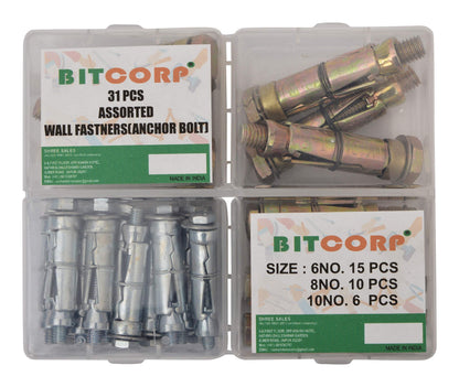 BITCORP Wall Anchor Fasteners Size 6 mm to 12 mm Pack of 12 PCS (Gold)