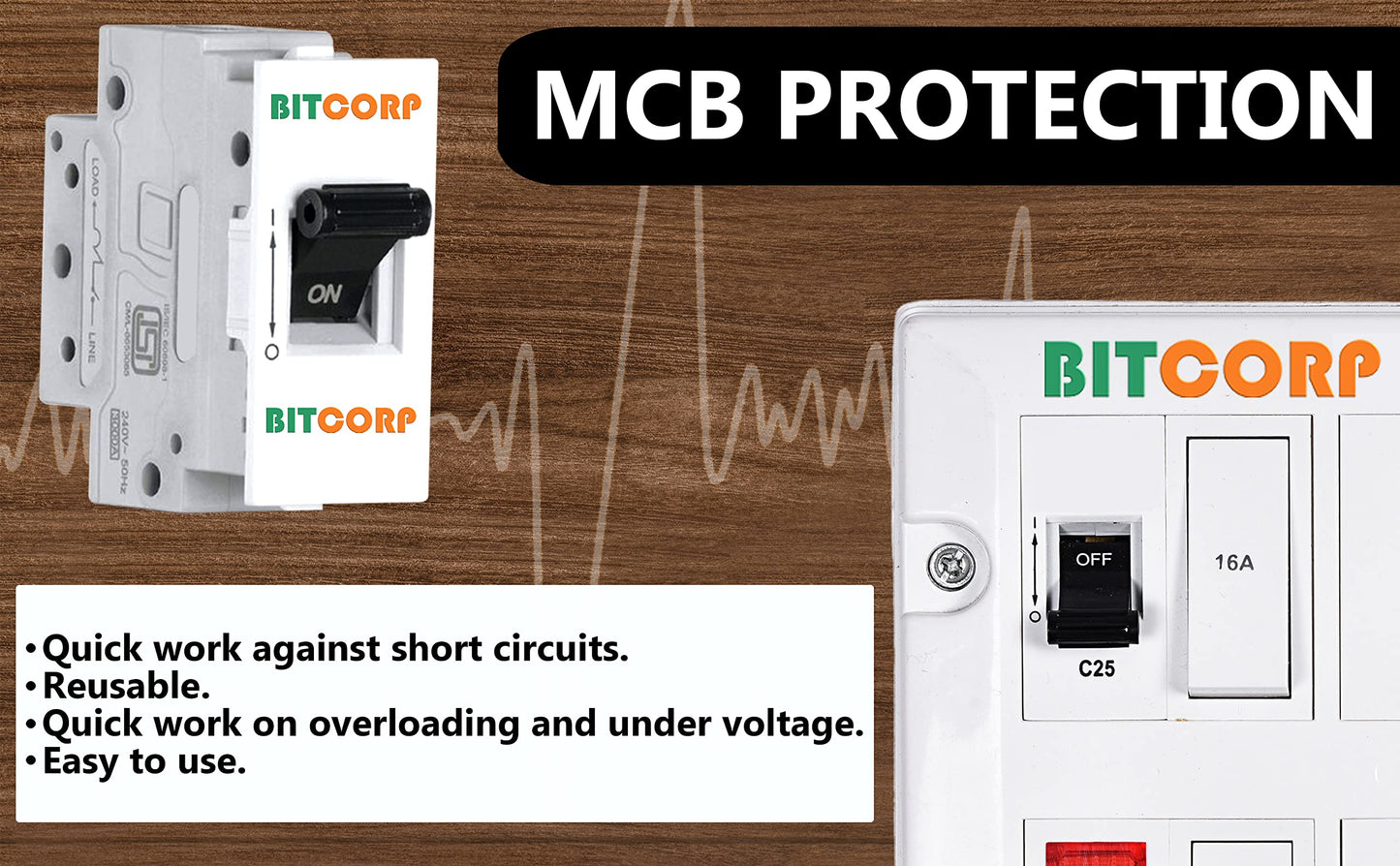 Bitcorp Extension Board 16A 20A 25A Muti Pin 3 Socket 3 (4000) Load Capacity with Surge Protector Meter Long Cable Cord for Heavy Duty Home Kitchen Office Outdoor Indoor Appliances (White)