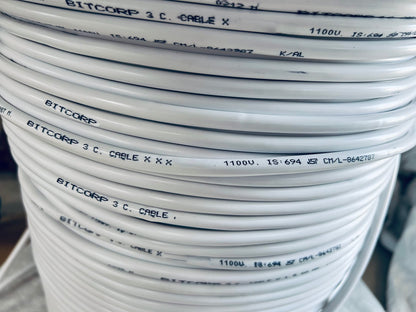 BITCORP .75 mm 3 core copper wire cable cord (white)