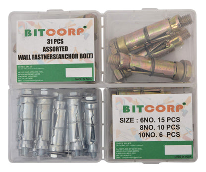 BITCORP Wall Anchor Fasteners Size 6 mm to 12 mm Pack of 12 PCS (Gold)