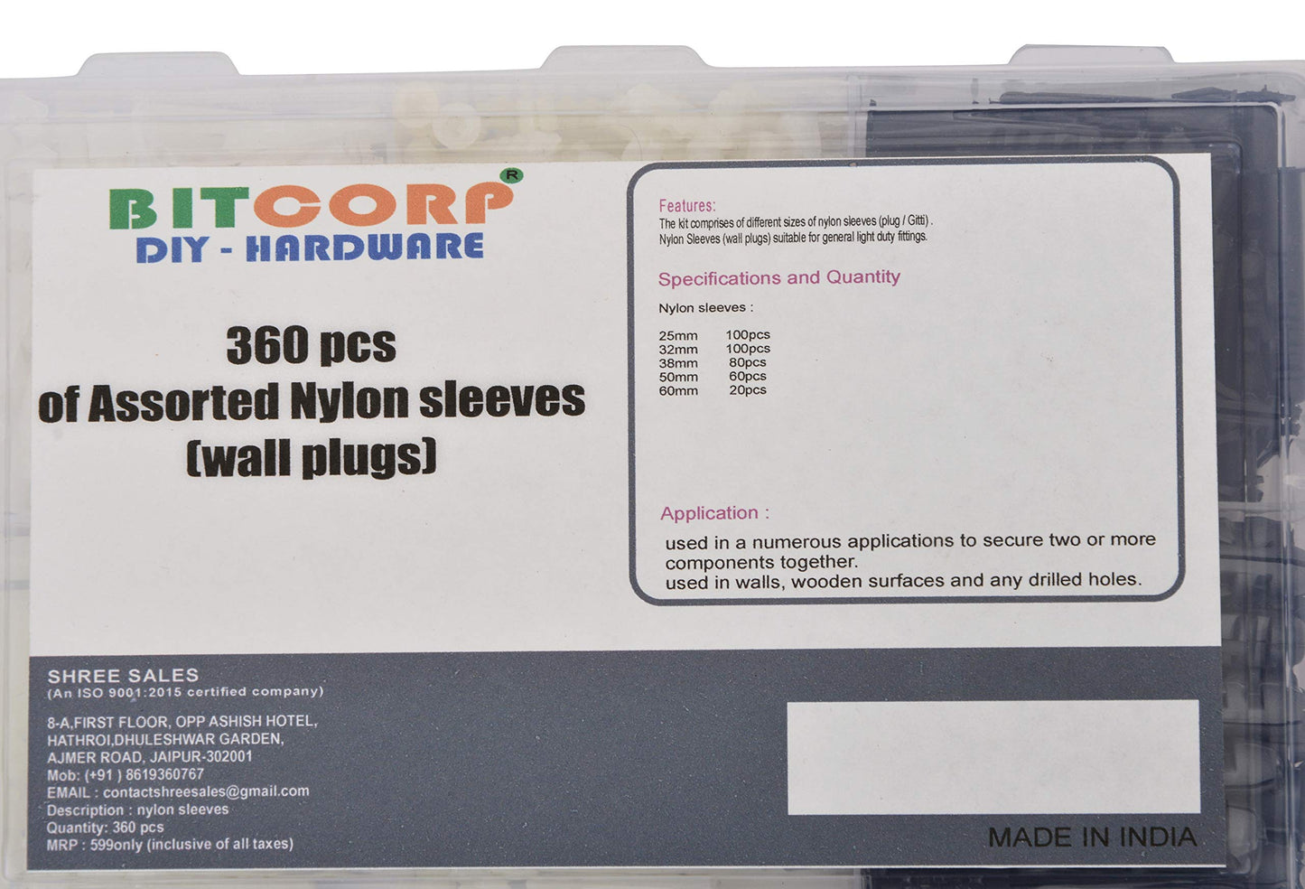 BITCORP DIY Hardware (Kit, Assorted Sleeves(Pack of 360))