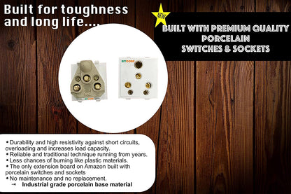 Bitcorp Extension Cord 2 Socket 2 Mcb, 16AMP 4000W Heavy Duty Power Strip, Surge Protected Wire for Home, Office, Electric vehicle Charging, TV, Fridge, Cooler, PC (White) 220V